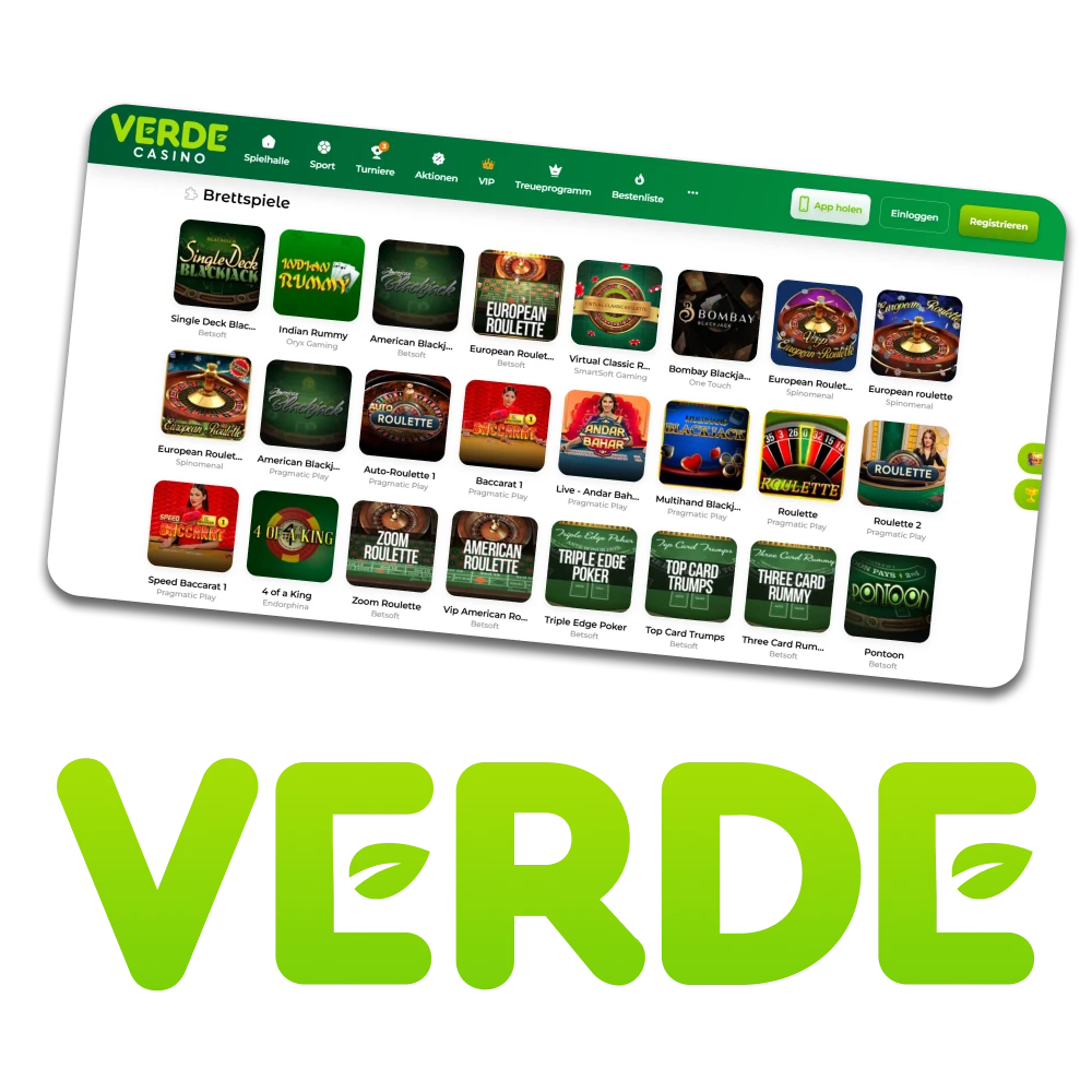 Beginnen Sie mit dem Spielen von Brettspielen auf der Verde Casino-Plattform.