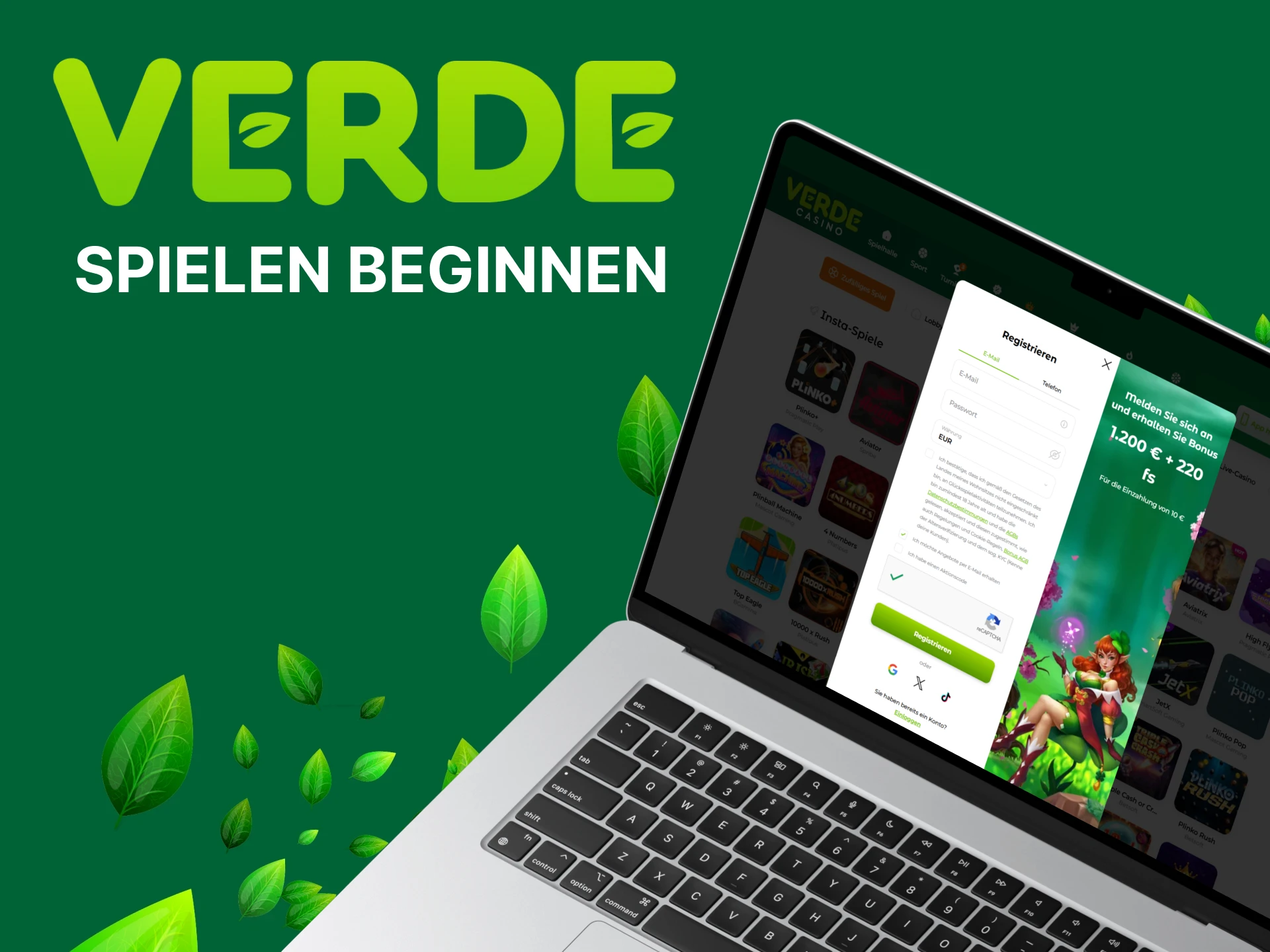 Durch die schnelle Registrierung bei Verde Casino können Sie schnell mit dem Wetten bei Insta-Spielen beginnen.