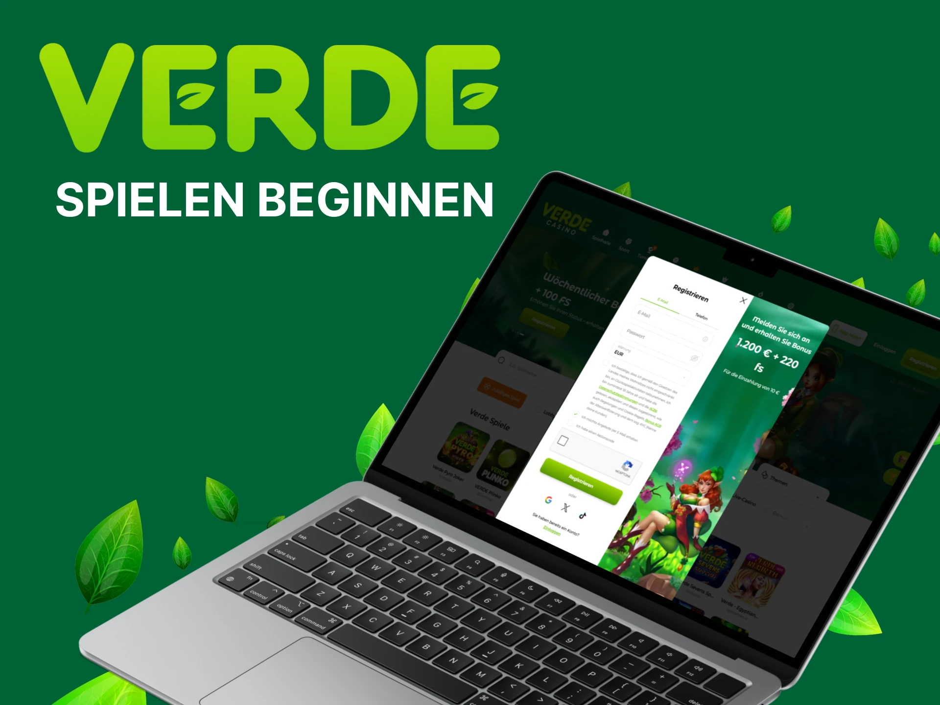 Erstellen Sie ein Konto bei Verde Casino, um Insta-Spiele zu spielen.