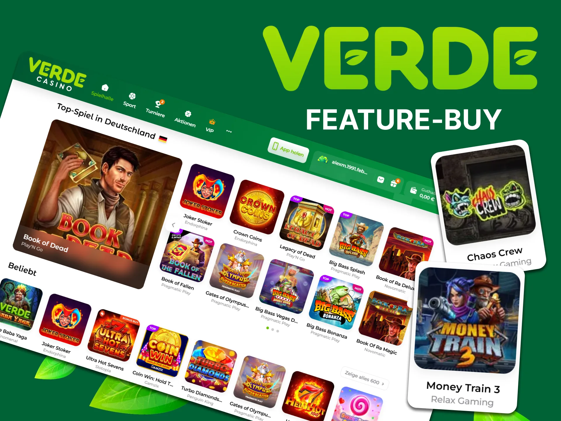 Finden Sie die Feature-Buy-Spiele im Verde Casino.