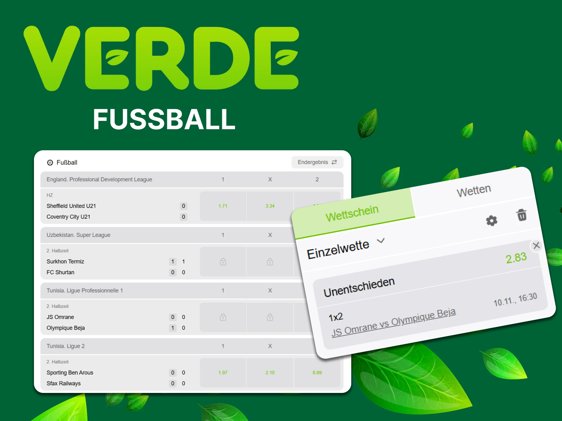 Bei Verde Casino können Sie auf Fußball wetten.