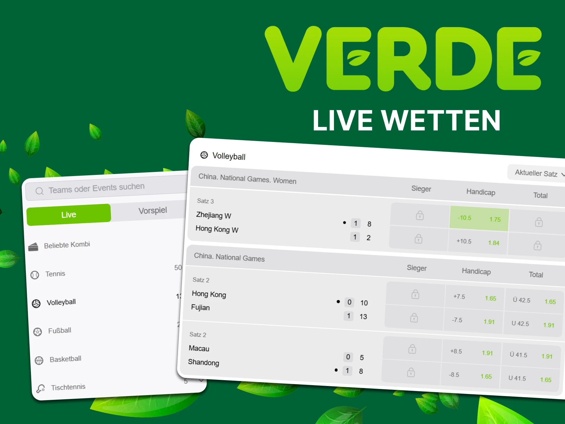 Platzieren Sie Ihre Wetten in Echtzeit im Verde Casino.