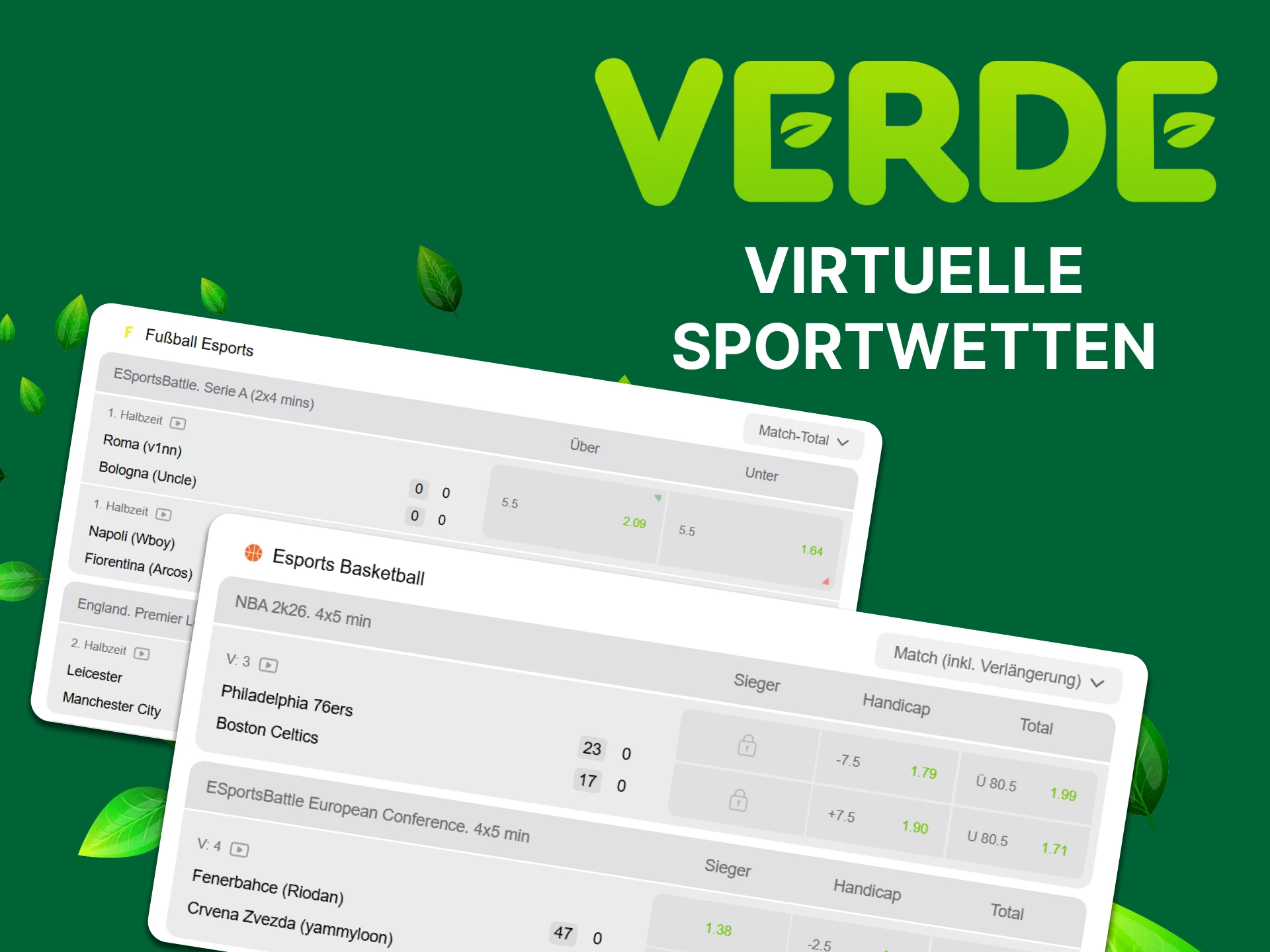 Wetten Sie auf virtuelle Sportarten auf der Plattform von Verde Casino.